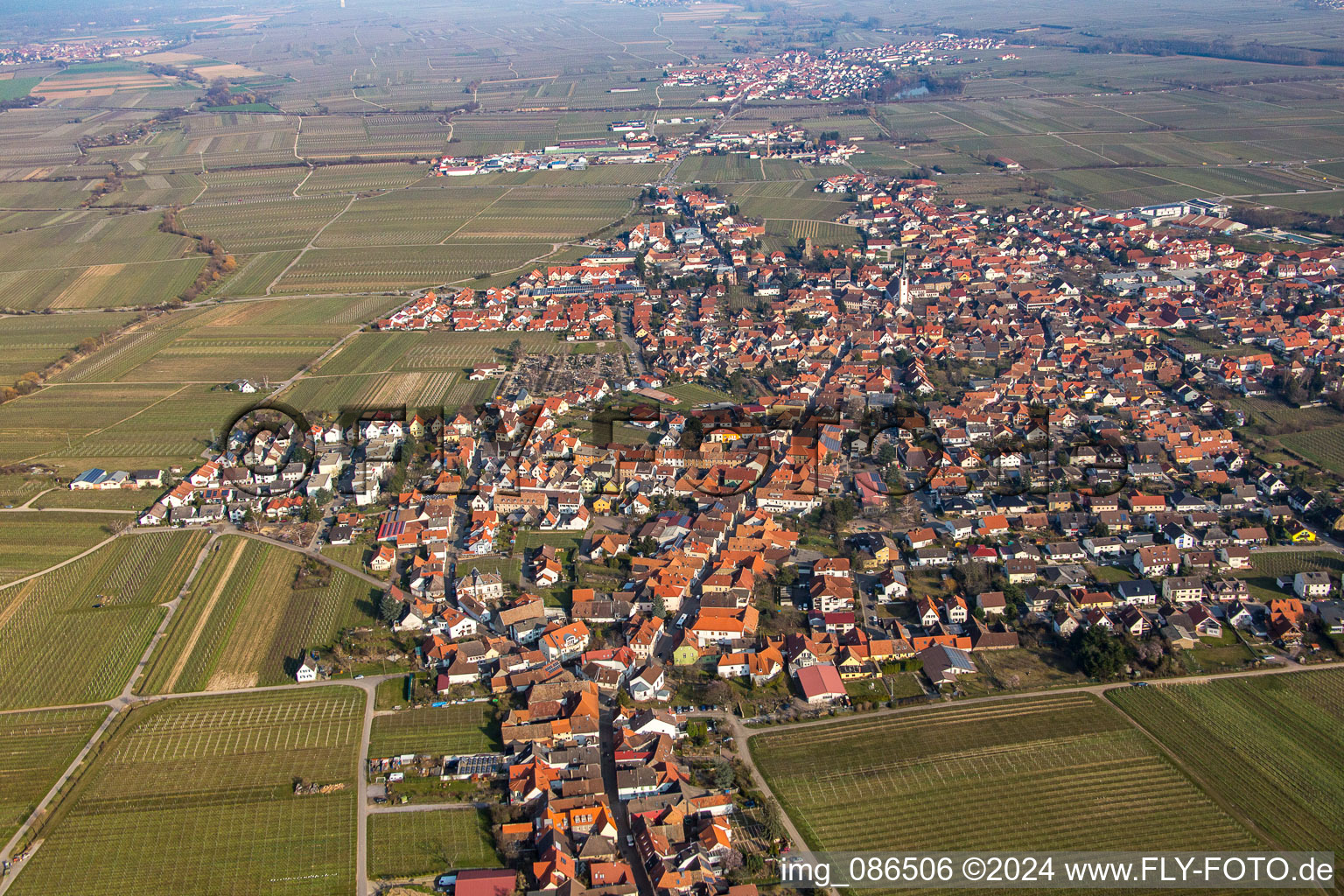 Aerial view of Alsterweiler Hauptstr in Maikammer in the state Rhineland-Palatinate, Germany