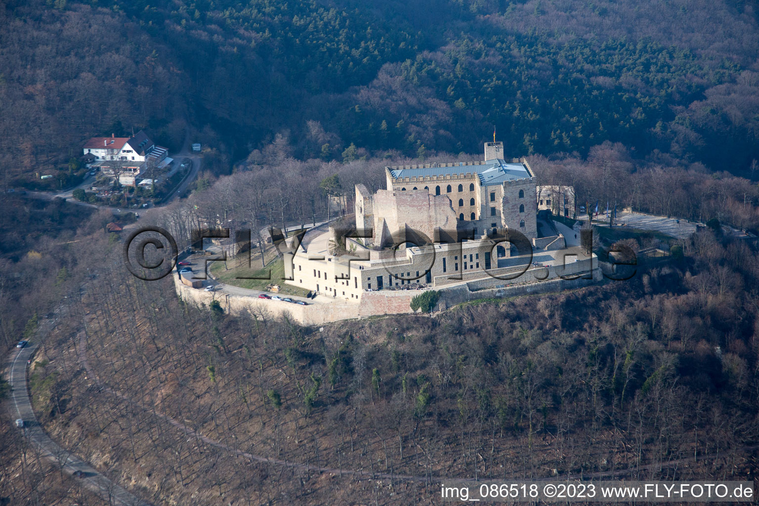 Hambach Castle in the district Diedesfeld in Neustadt an der Weinstraße in the state Rhineland-Palatinate, Germany out of the air