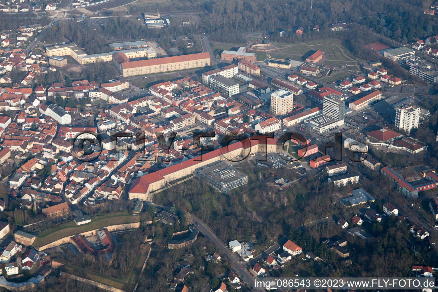 Germersheim in the state Rhineland-Palatinate, Germany seen from above