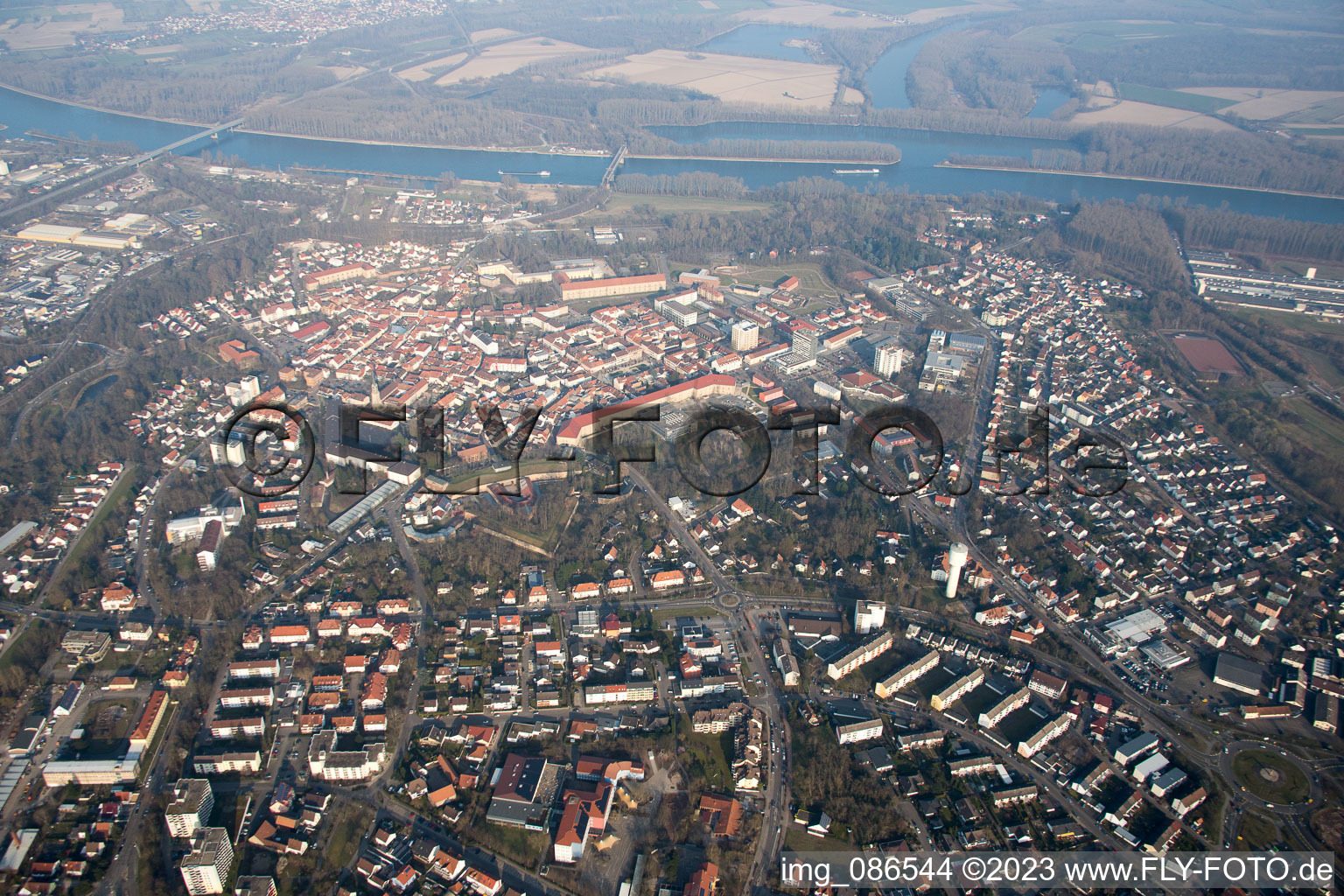 Germersheim in the state Rhineland-Palatinate, Germany from the plane