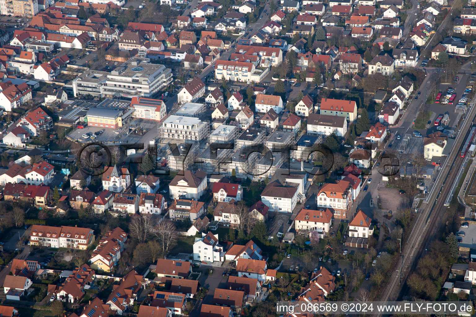 Drone image of In the city center" New building of RiBa GmbH between Bismarck- and Gartenstr in Kandel in the state Rhineland-Palatinate, Germany