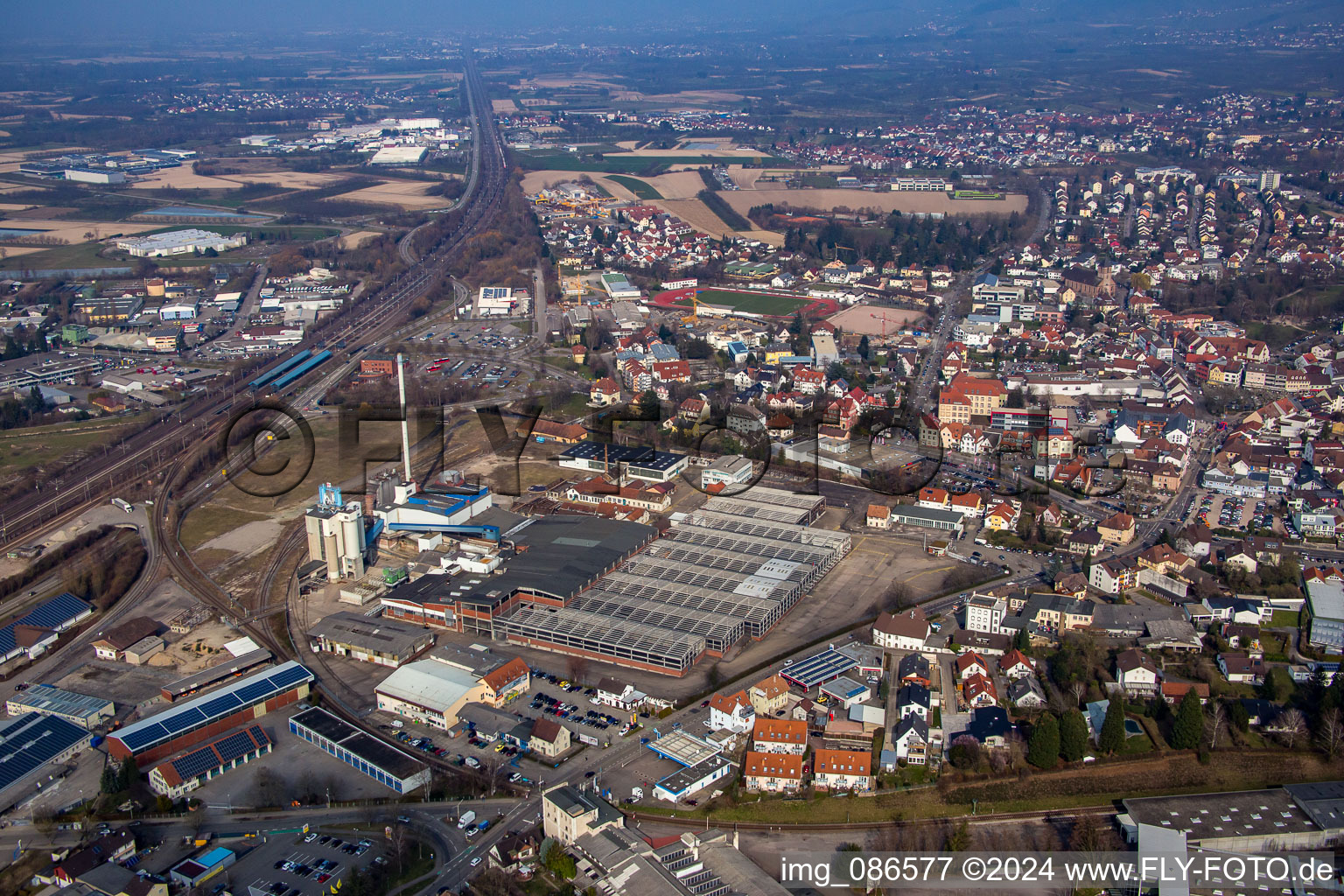 Industrial area SW Glasmacherstr in Achern in the state Baden-Wuerttemberg, Germany