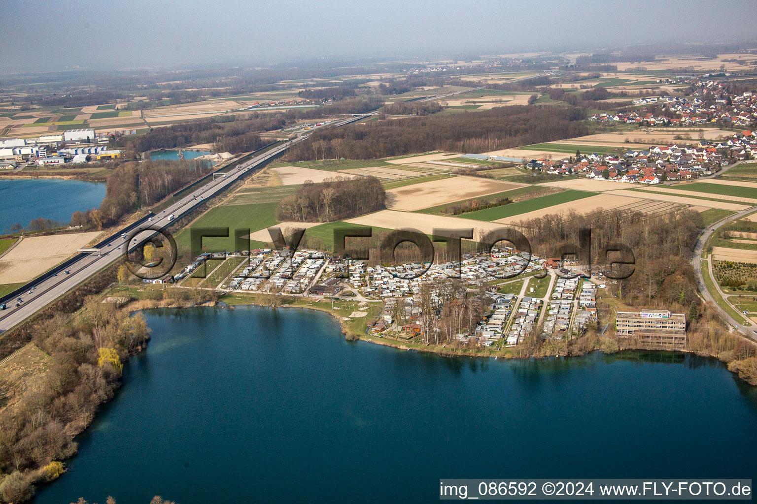 Camping at Achernsee in the district Großweier in Achern in the state Baden-Wuerttemberg, Germany