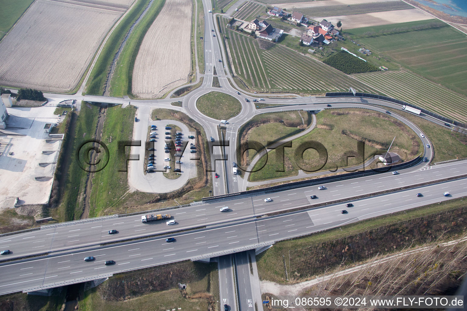 Motorway exit A5 in the district Gamshurst in Achern in the state Baden-Wuerttemberg, Germany