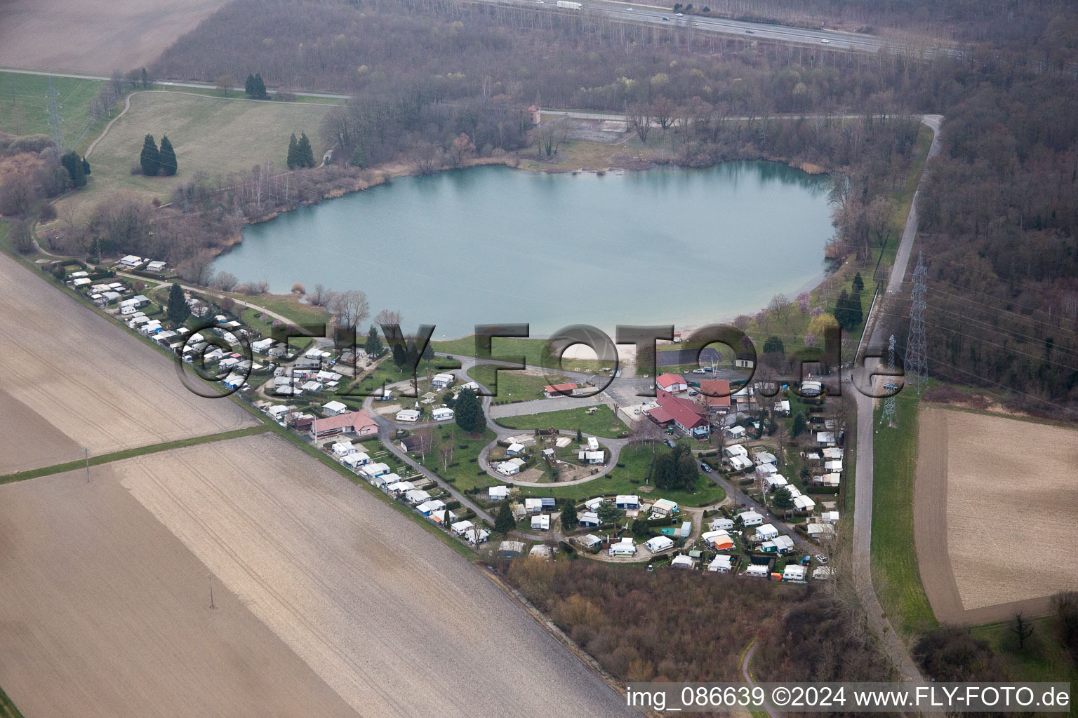 Aerial photograpy of Rœschwoog in the state Bas-Rhin, France