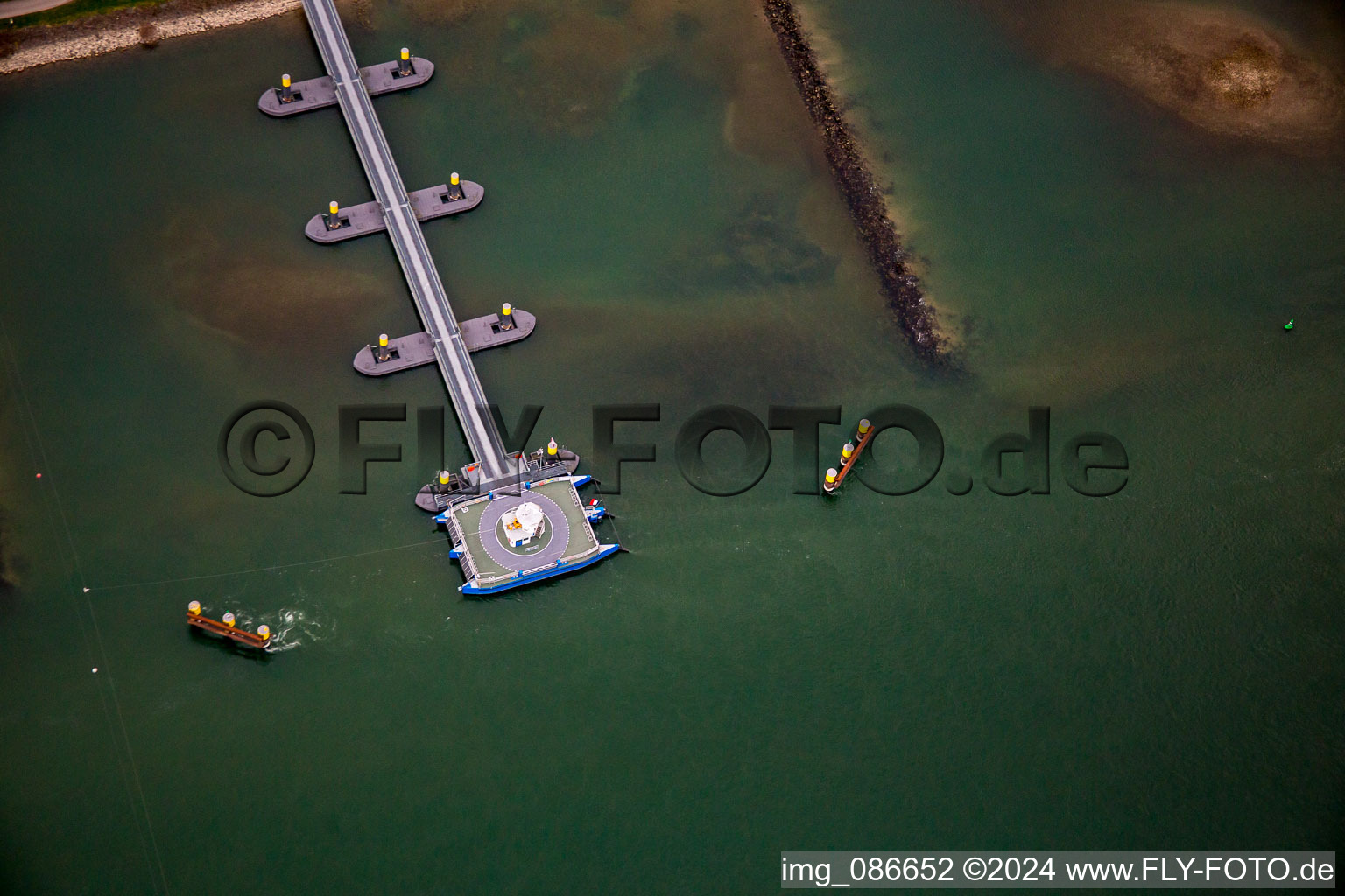 Rhine Ferry ship and dock between Seltz am Rhein in Alsace and Plittersdorf in Rastatt in the state Baden-Wurttemberg