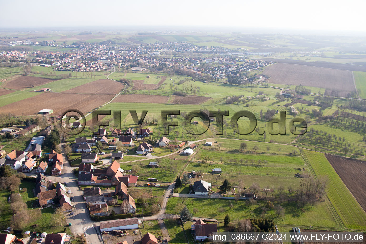 Aerial view of Retschwiller in the state Bas-Rhin, France