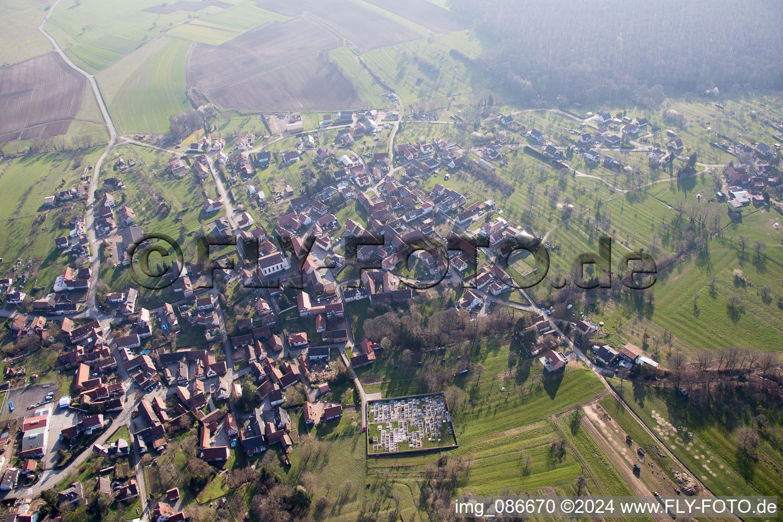 Oblique view of Lampertsloch in the state Bas-Rhin, France