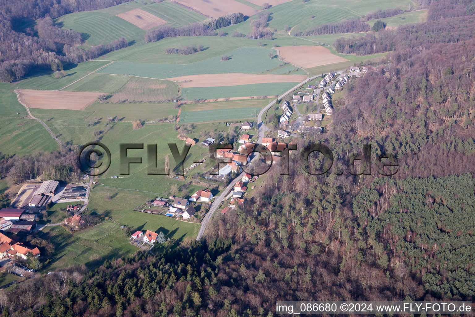 Oblique view of Lembach in the state Bas-Rhin, France