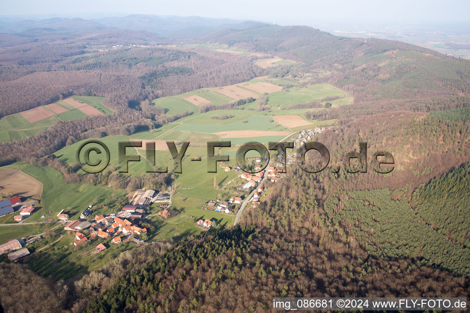 Lembach in the state Bas-Rhin, France from above