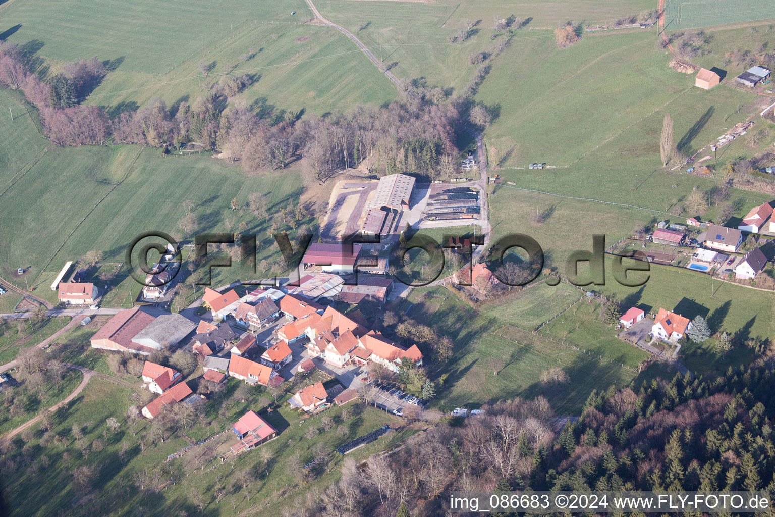 Lembach in the state Bas-Rhin, France seen from above