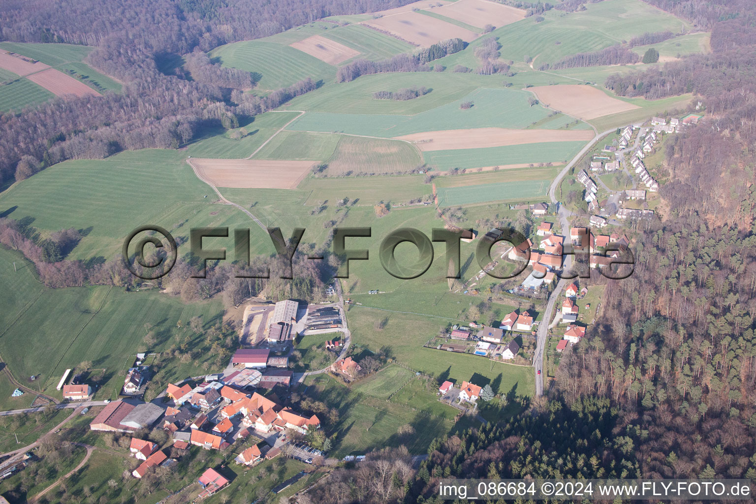 Lembach in the state Bas-Rhin, France from the plane