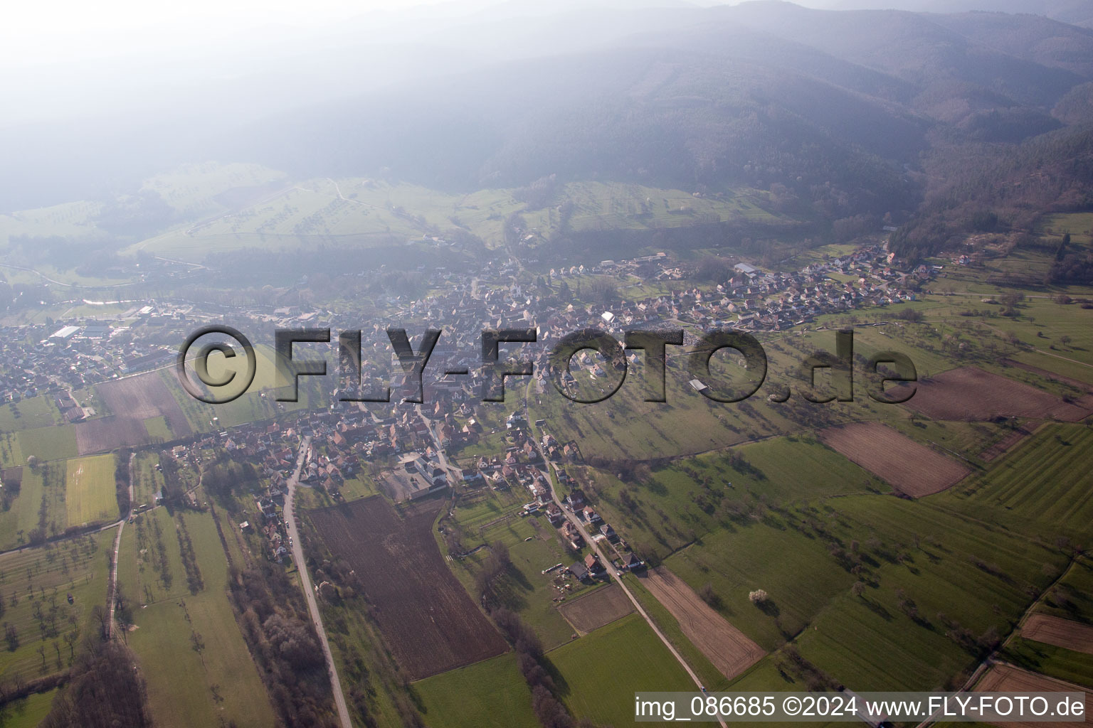 Bird's eye view of Lembach in the state Bas-Rhin, France