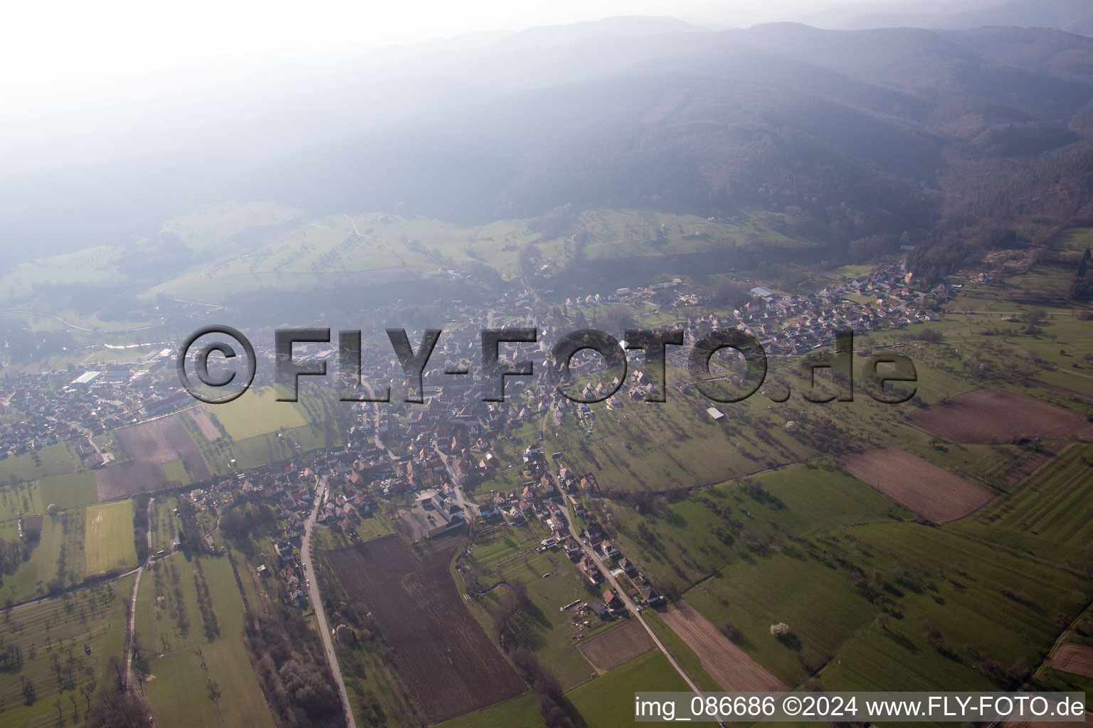 Lembach in the state Bas-Rhin, France viewn from the air