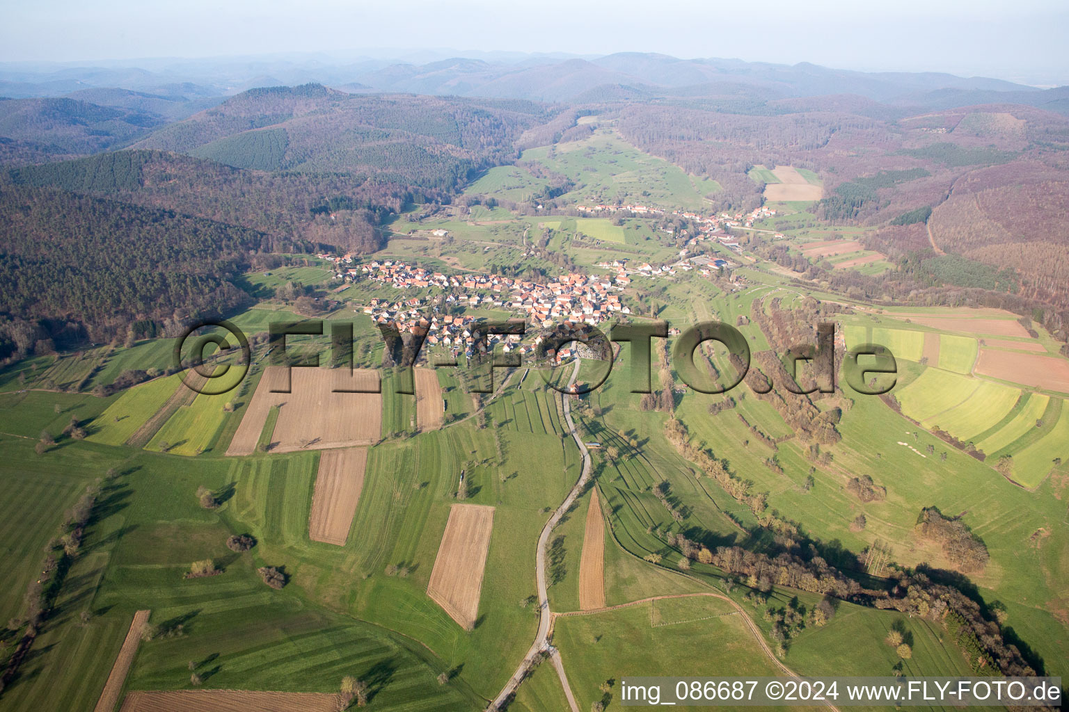 Drone image of Wingen in the state Bas-Rhin, France