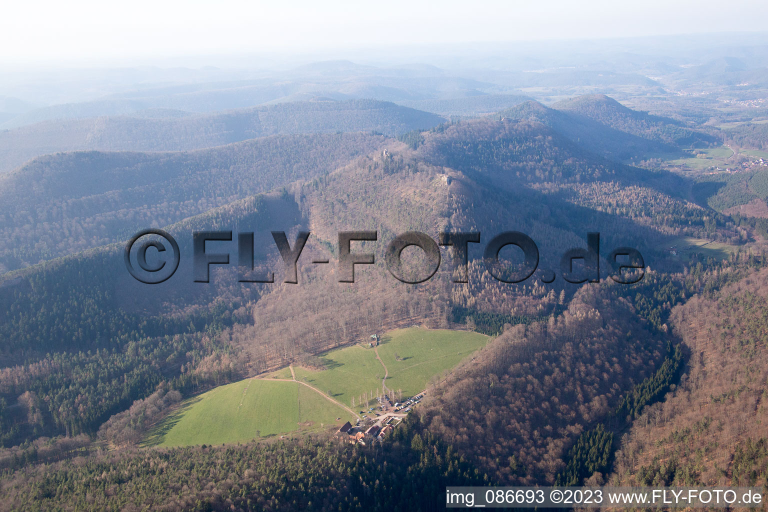 Aerial photograpy of Gimbelhof in Wingen in the state Bas-Rhin, France
