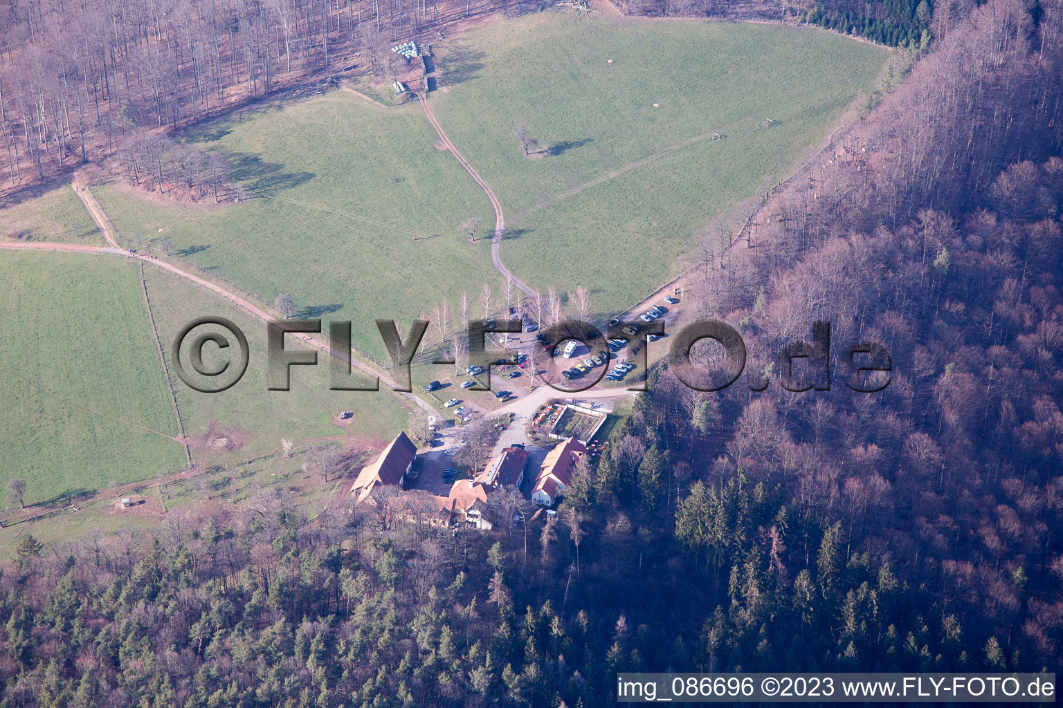 Gimbelhof in Wingen in the state Bas-Rhin, France out of the air