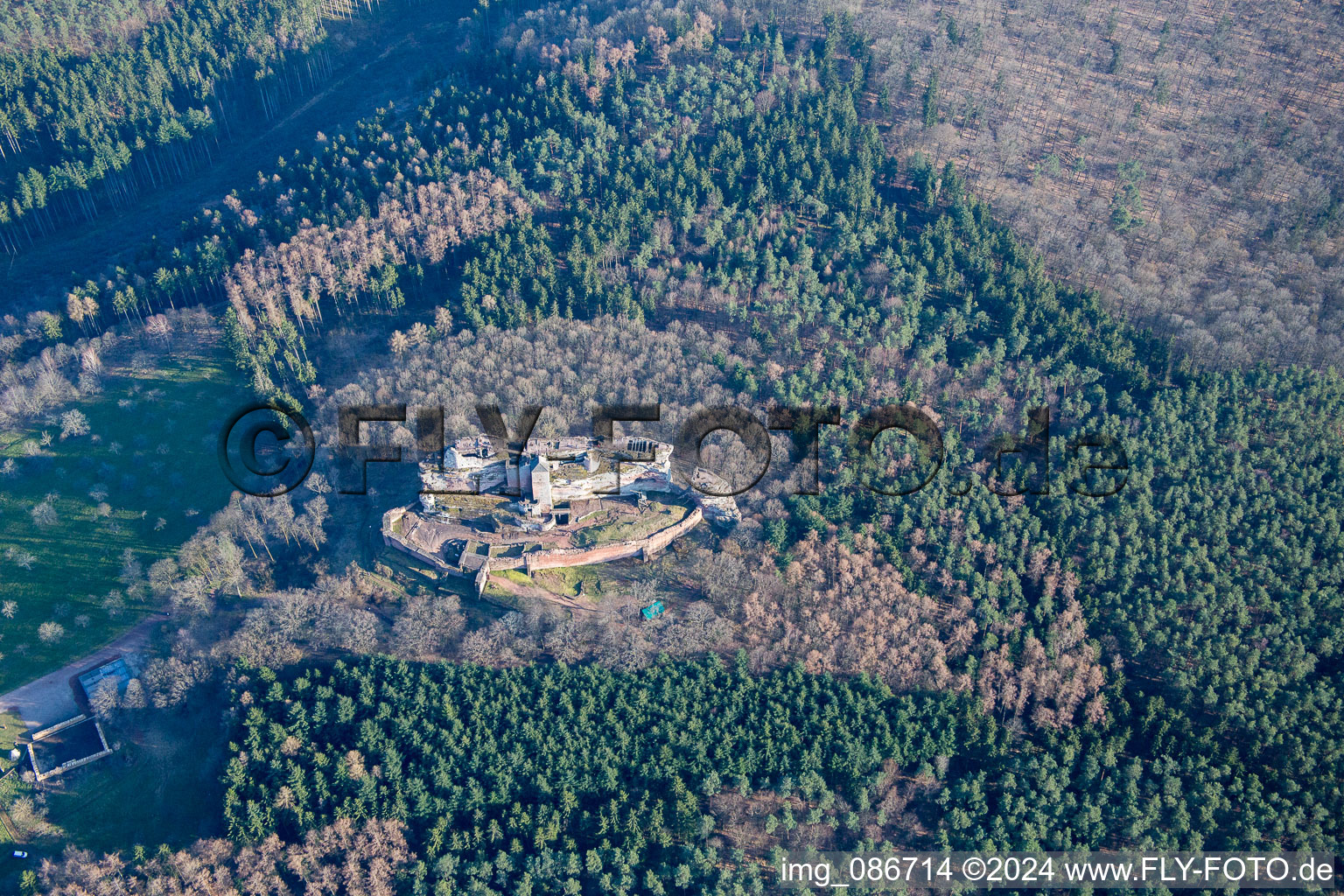 Aerial photograpy of Fleckenstein Ruins in Lembach in the state Bas-Rhin, France