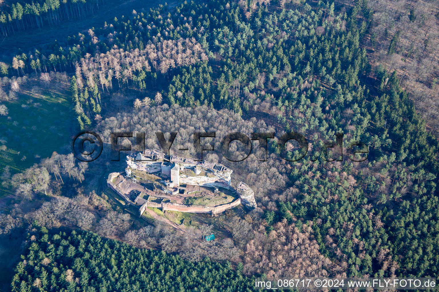 Fleckenstein Ruins in Lembach in the state Bas-Rhin, France out of the air