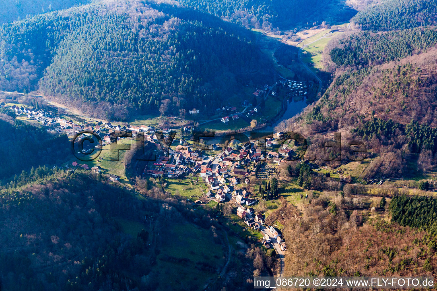 Village view in Schönau in the state Rhineland-Palatinate, Germany