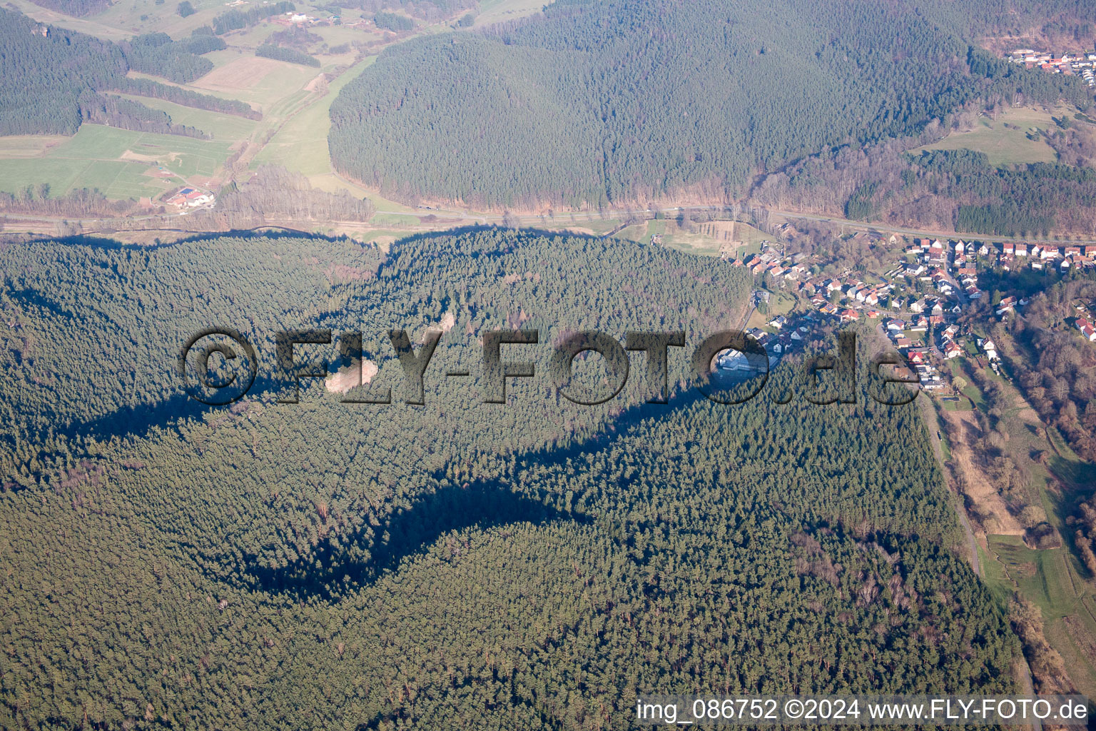 Aerial view of Bruchweiler-Bärenbach in the state Rhineland-Palatinate, Germany