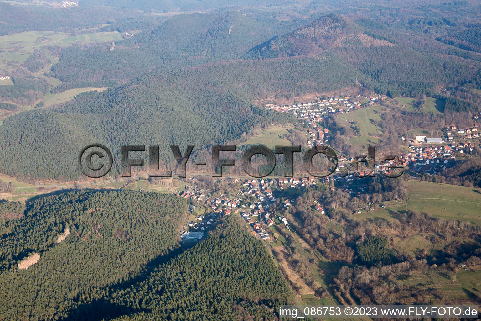 Aerial photograpy of Bruchweiler-Bärenbach in the state Rhineland-Palatinate, Germany