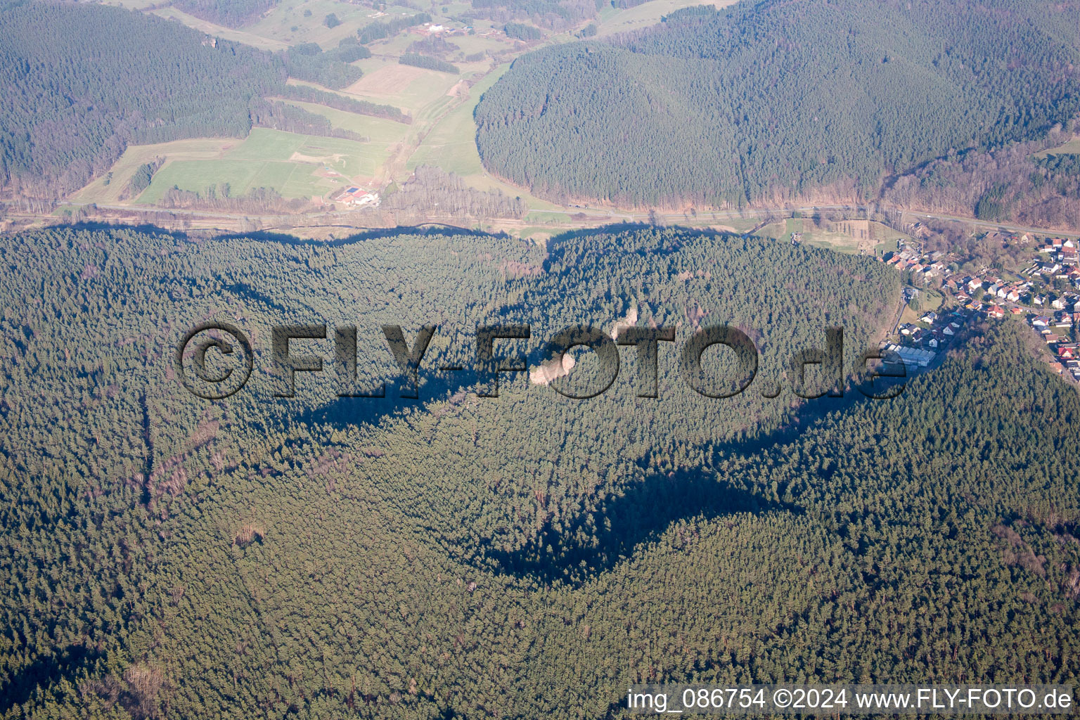 Oblique view of Bruchweiler-Bärenbach in the state Rhineland-Palatinate, Germany