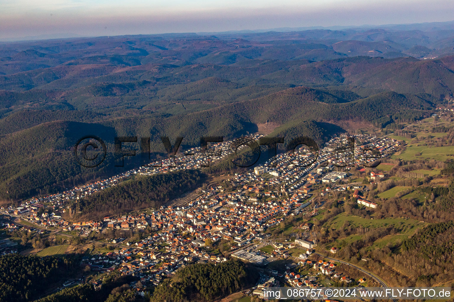 Aerial view of Dahn in the state Rhineland-Palatinate, Germany