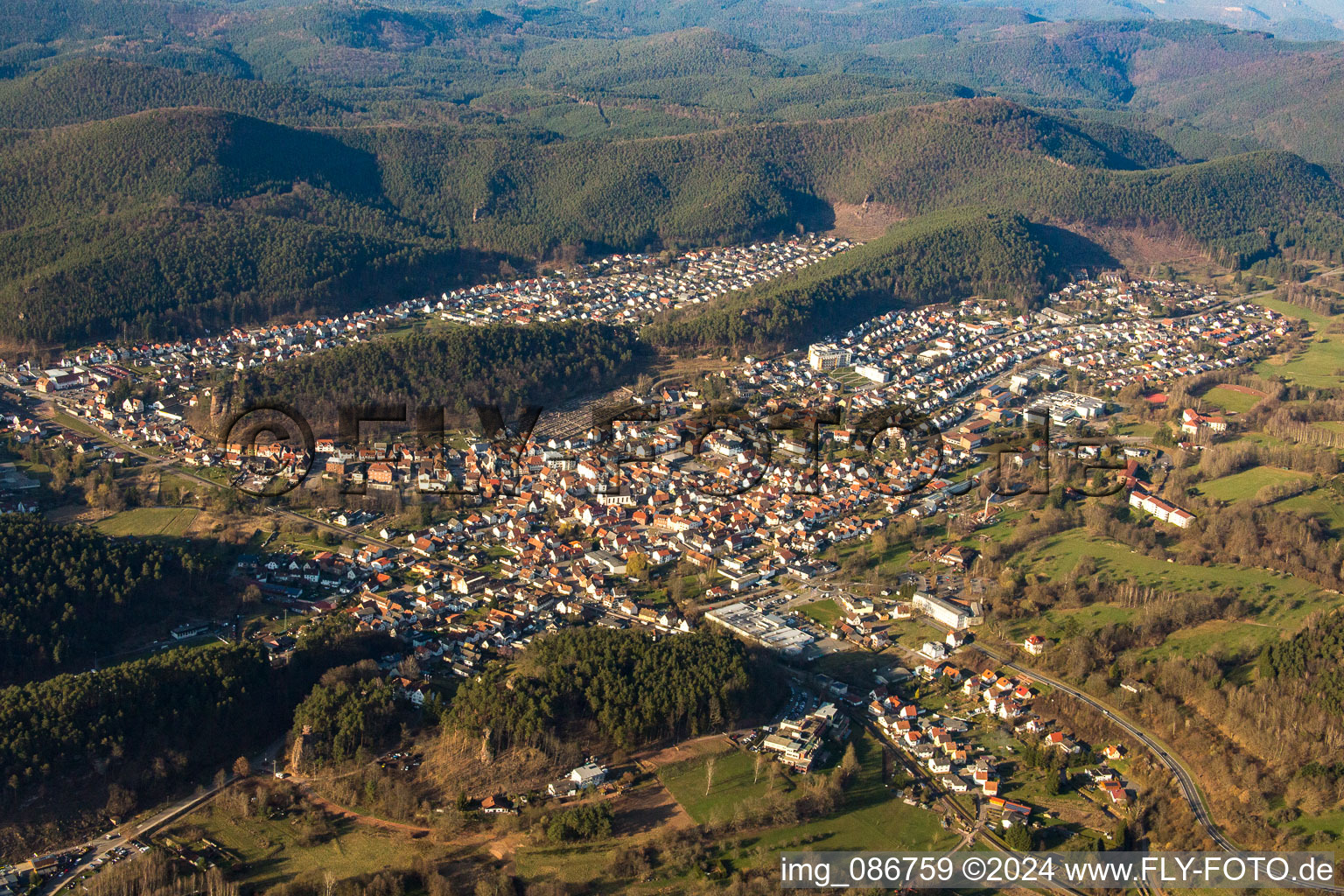 Oblique view of Dahn in the state Rhineland-Palatinate, Germany