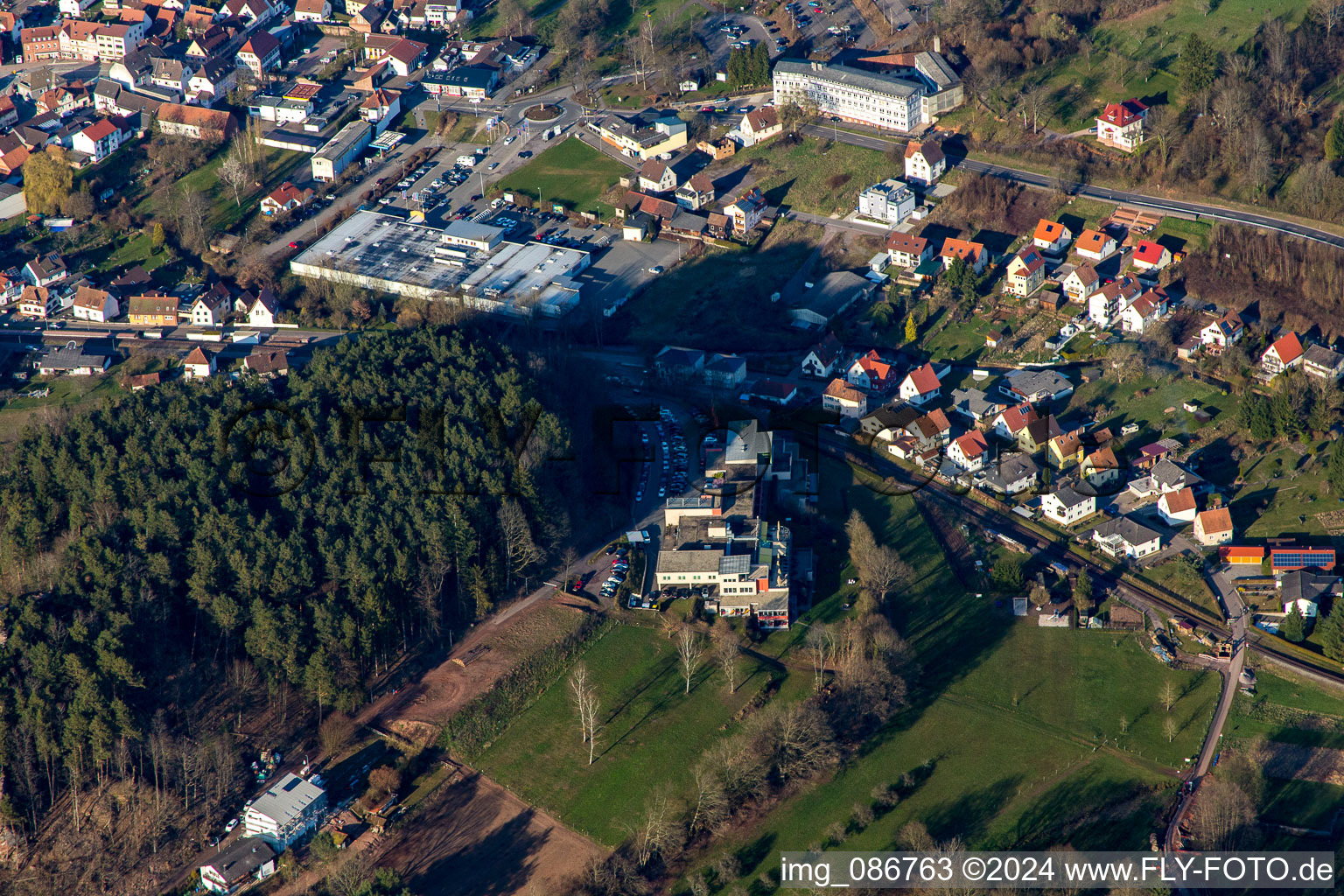 Dahn in the state Rhineland-Palatinate, Germany from above