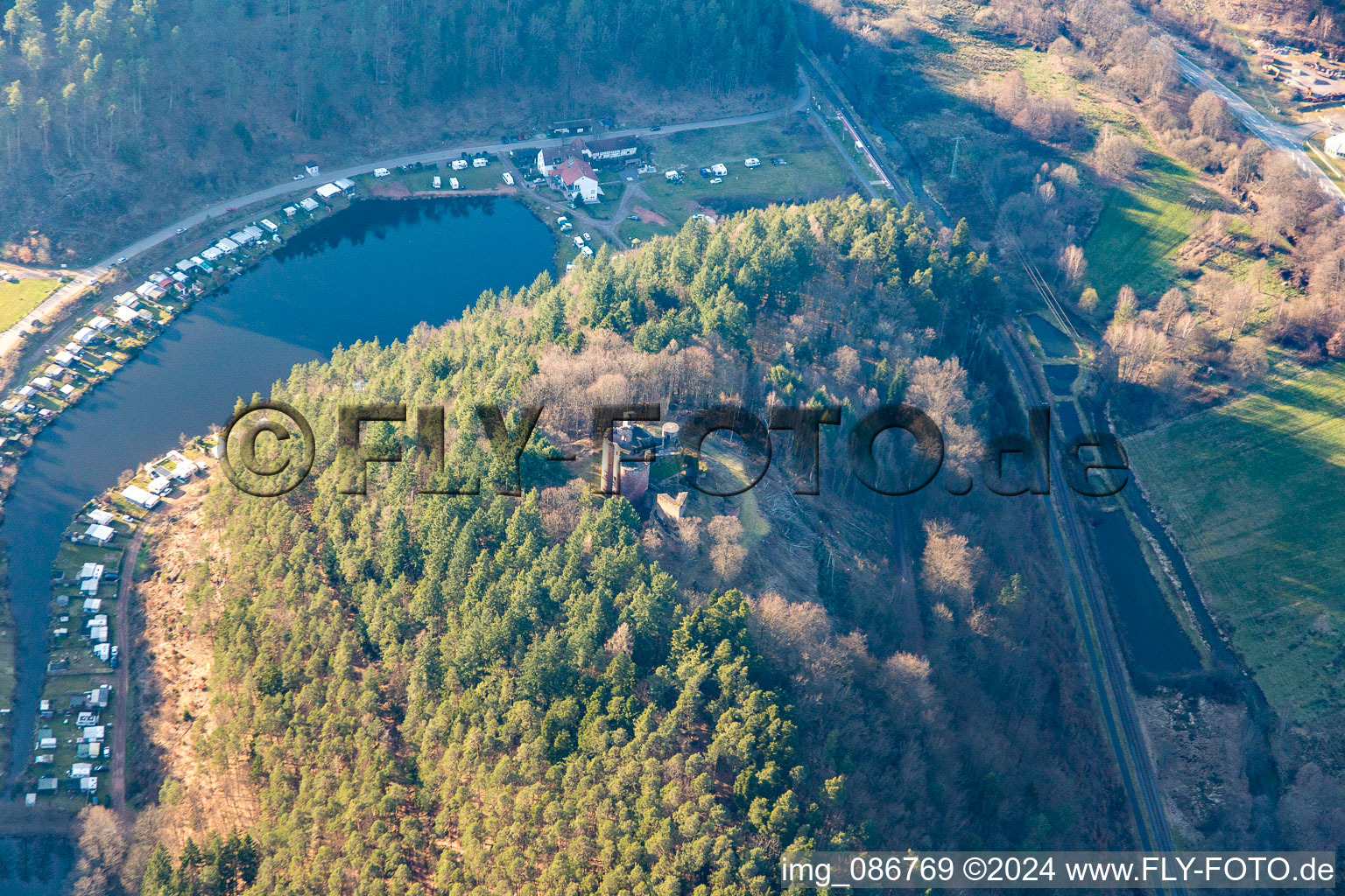 Ruins and vestiges of the former castle and fortress Burgruine Neudahn in Dahn in the state Rhineland-Palatinate