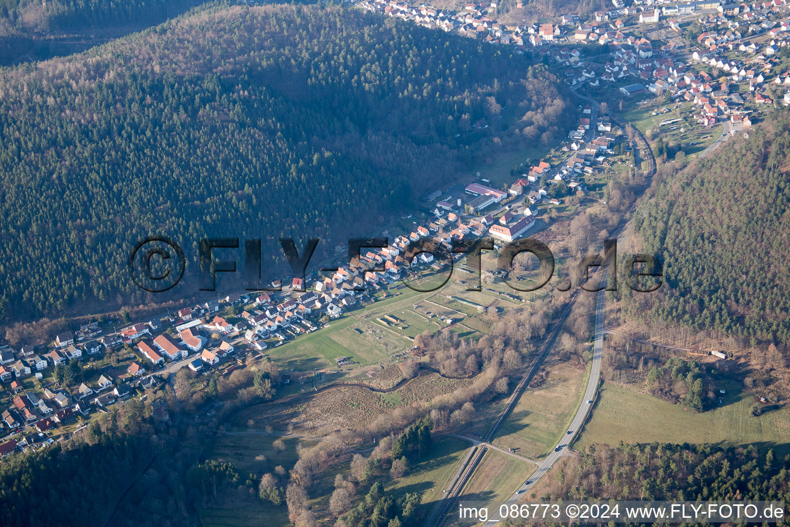 Aerial photograpy of Hinterweidenthal in the state Rhineland-Palatinate, Germany