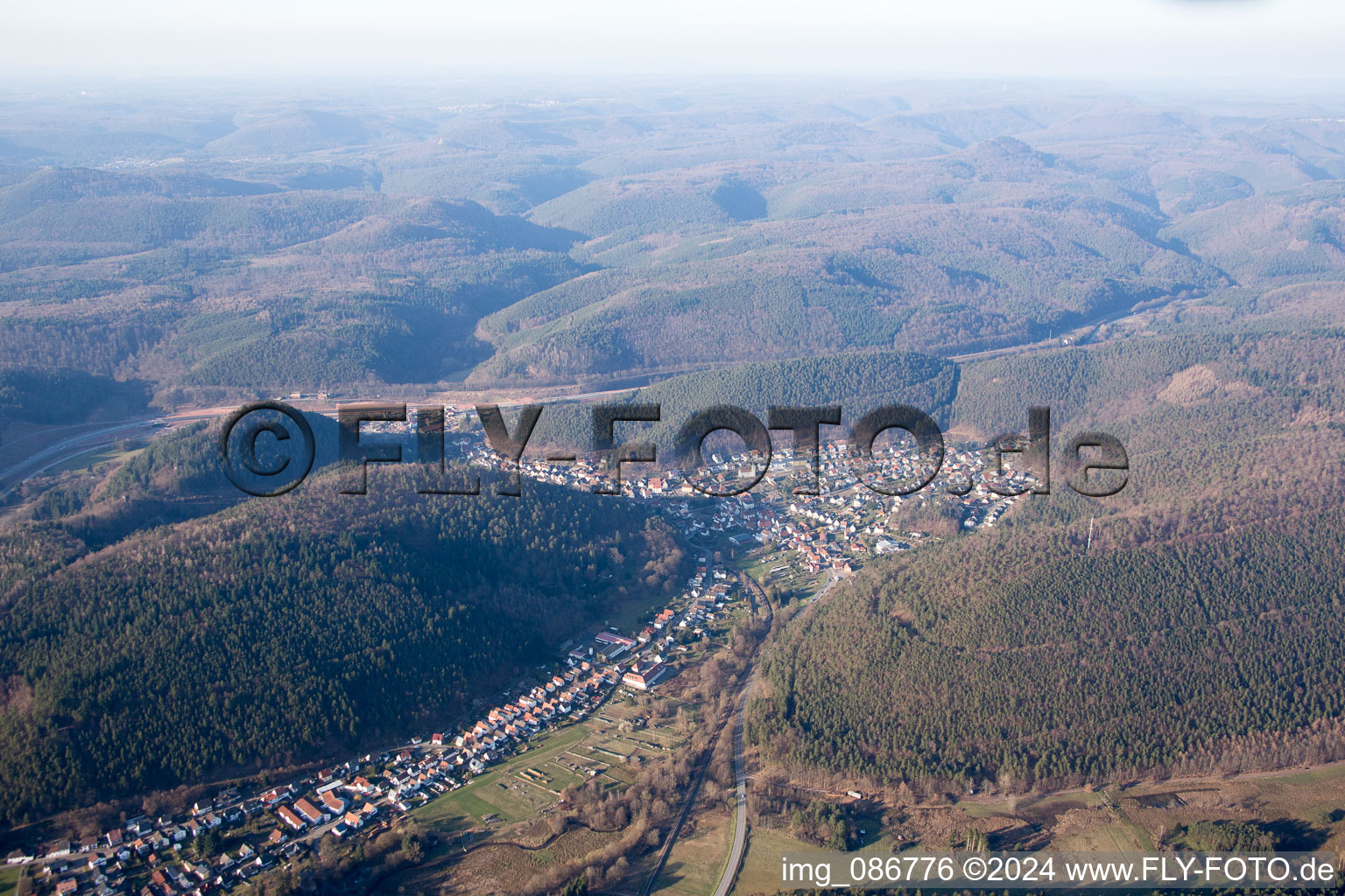 Hinterweidenthal in the state Rhineland-Palatinate, Germany out of the air