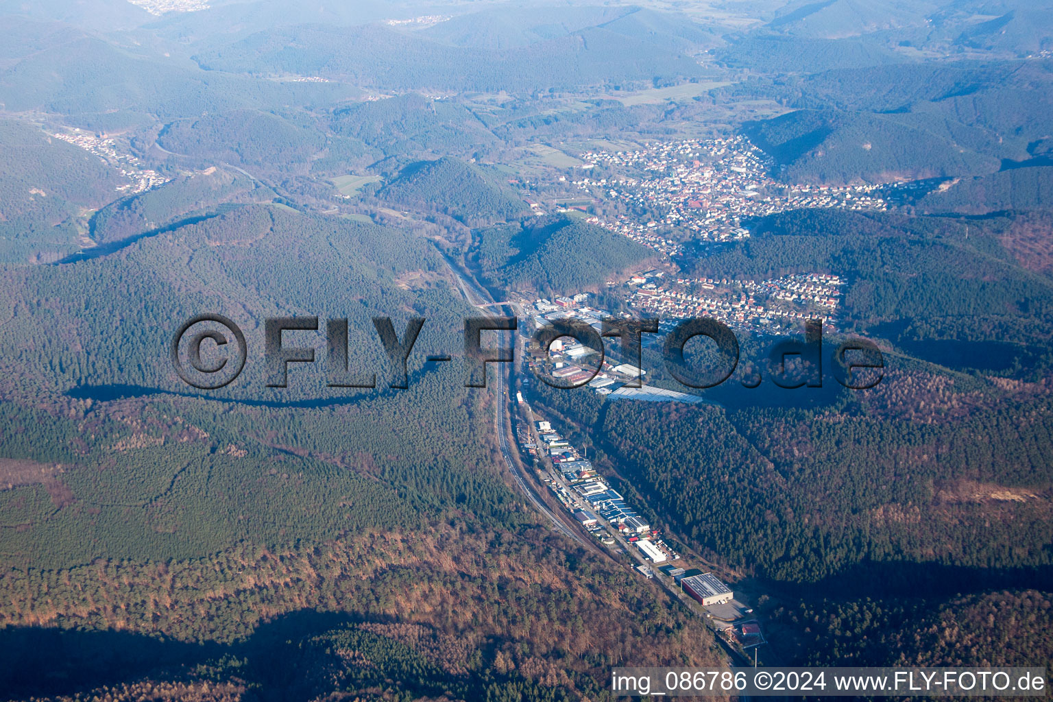 Oblique view of Hauenstein in the state Rhineland-Palatinate, Germany