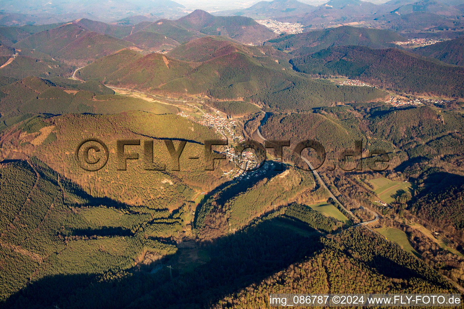 Drone recording of Wilgartswiesen in the state Rhineland-Palatinate, Germany