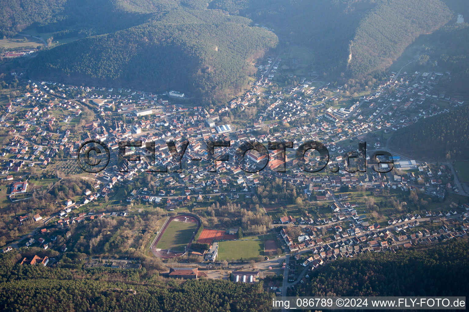 Hauenstein in the state Rhineland-Palatinate, Germany from above