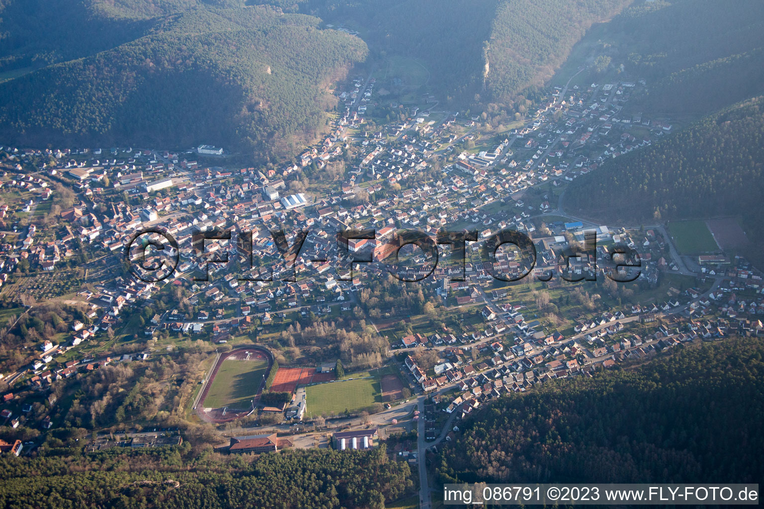 Hauenstein in the state Rhineland-Palatinate, Germany seen from above