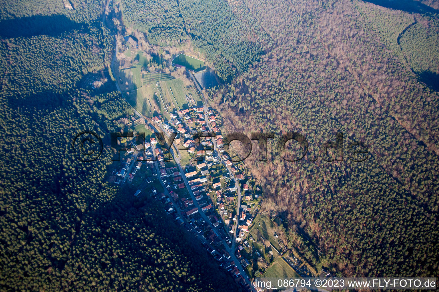 Aerial view of Spirkelbach in the state Rhineland-Palatinate, Germany