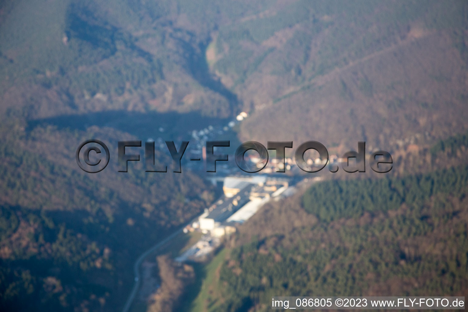 Bird's eye view of Rinnthal in the state Rhineland-Palatinate, Germany
