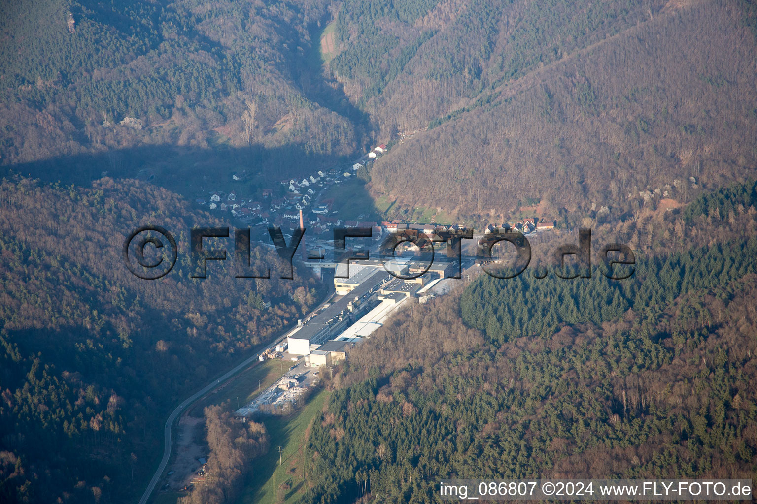 Drone recording of Rinnthal in the state Rhineland-Palatinate, Germany