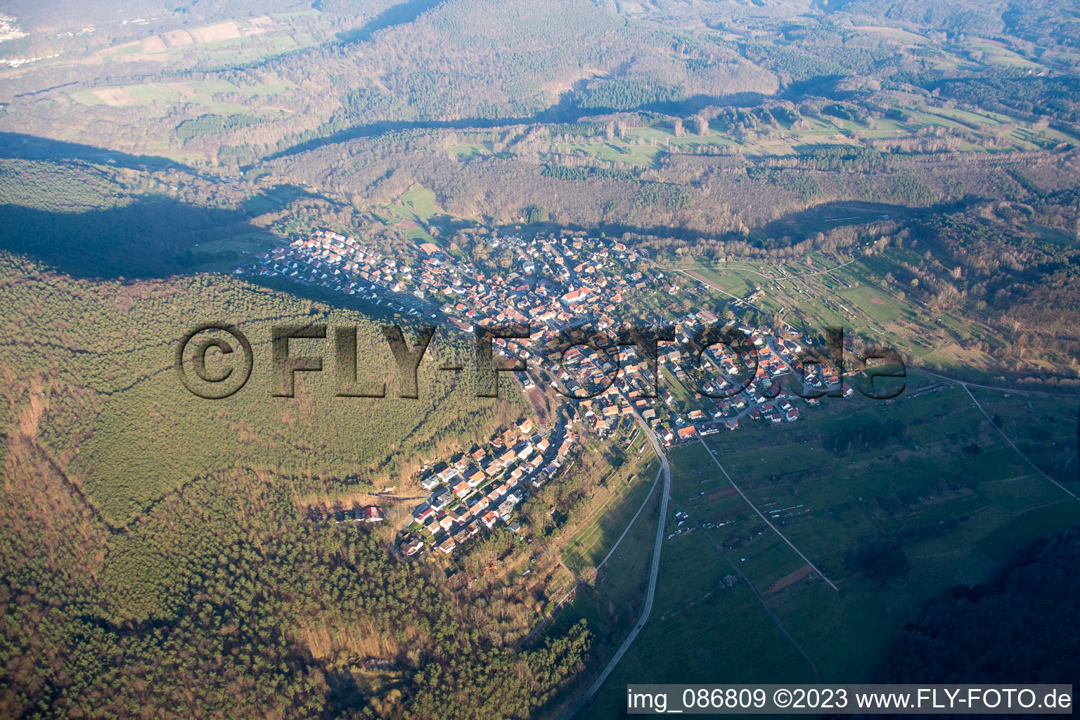 Aerial view of Wernersberg in the state Rhineland-Palatinate, Germany