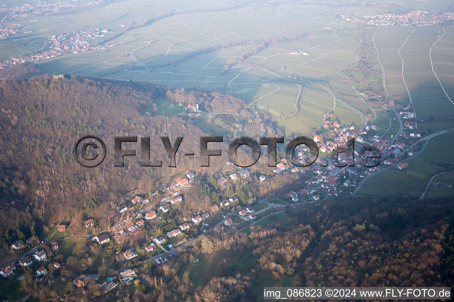 Aerial photograpy of Leinsweiler in the state Rhineland-Palatinate, Germany