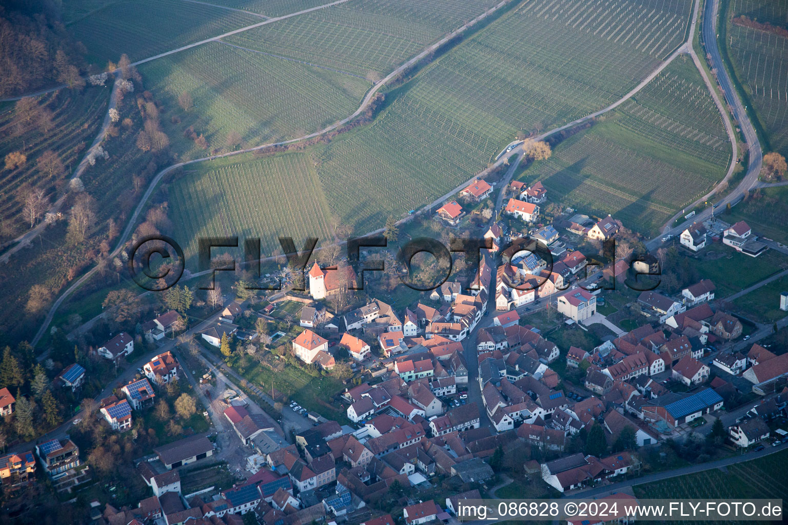 Leinsweiler in the state Rhineland-Palatinate, Germany from the plane