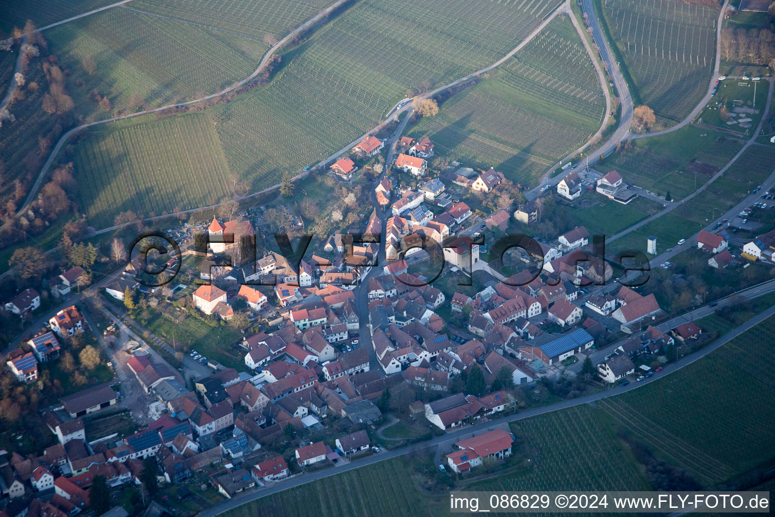 Bird's eye view of Leinsweiler in the state Rhineland-Palatinate, Germany