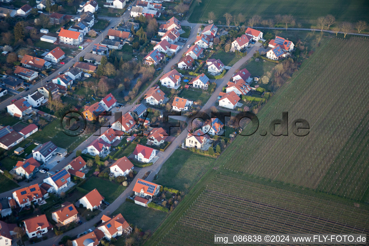 District Mörzheim in Landau in der Pfalz in the state Rhineland-Palatinate, Germany from the plane