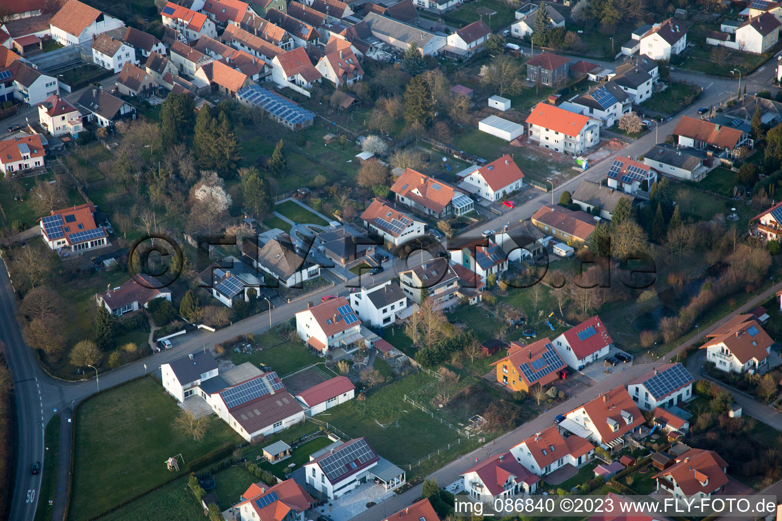 District Mörzheim in Landau in der Pfalz in the state Rhineland-Palatinate, Germany viewn from the air