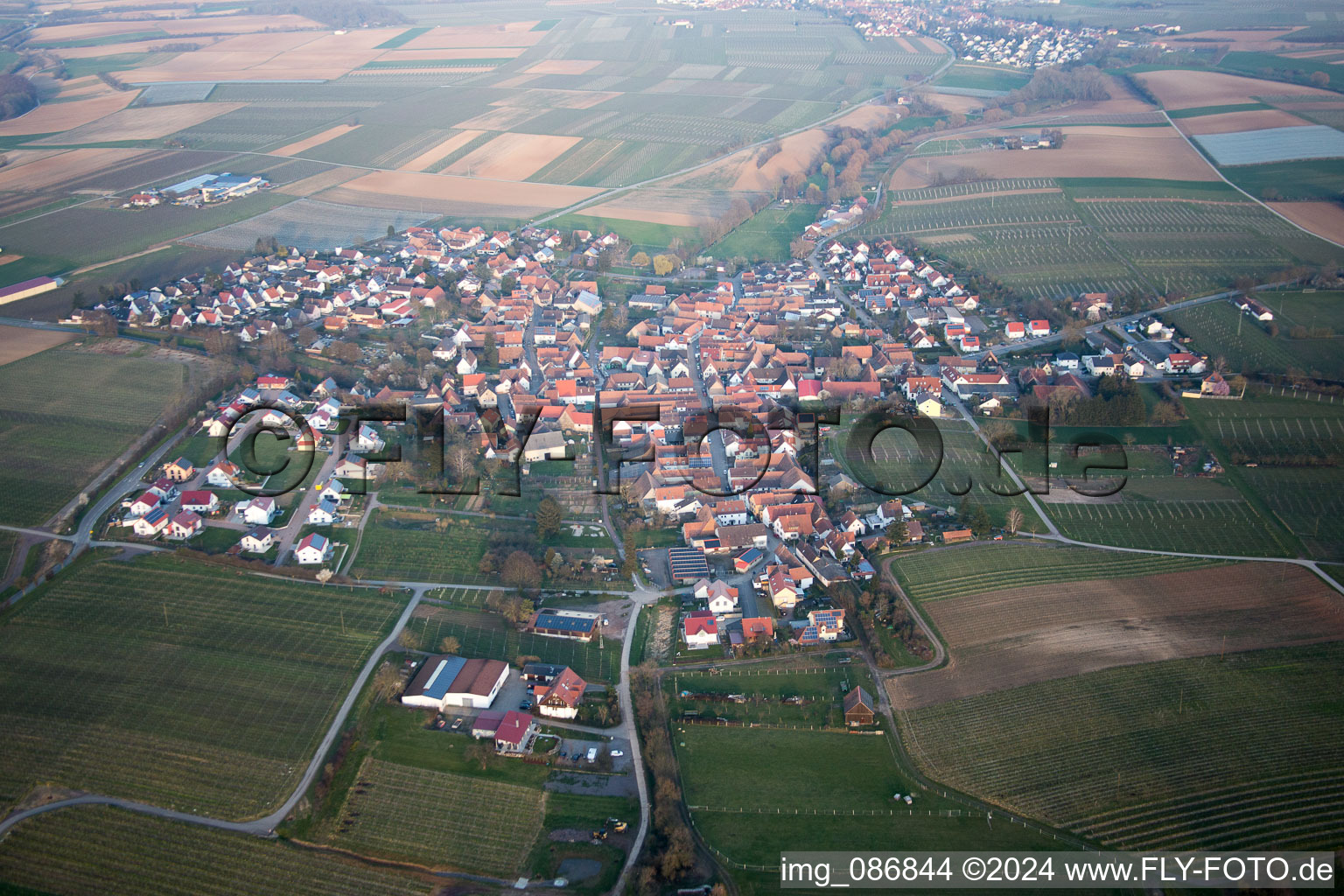 Oblique view of Impflingen in the state Rhineland-Palatinate, Germany