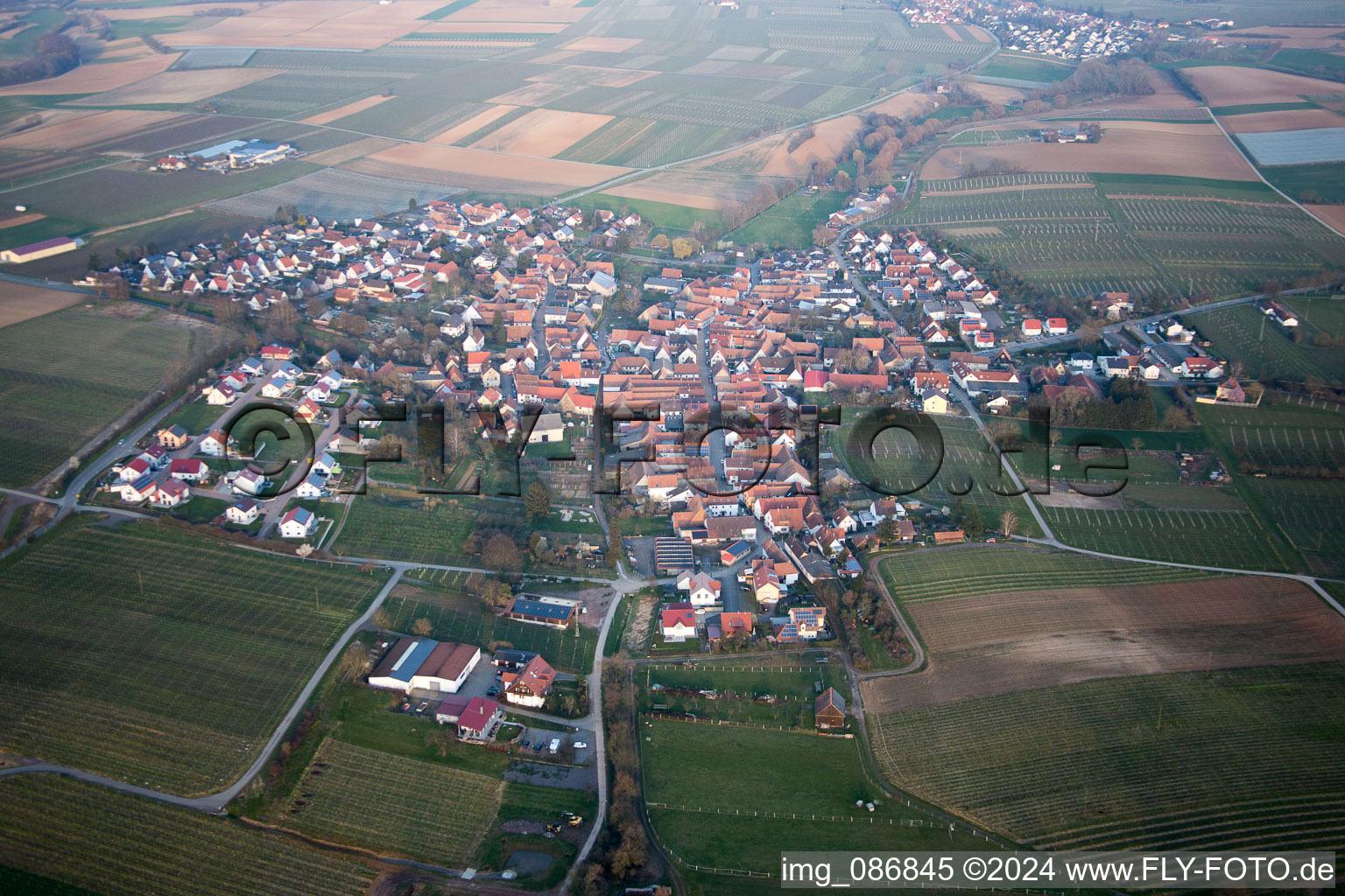 Impflingen in the state Rhineland-Palatinate, Germany from above