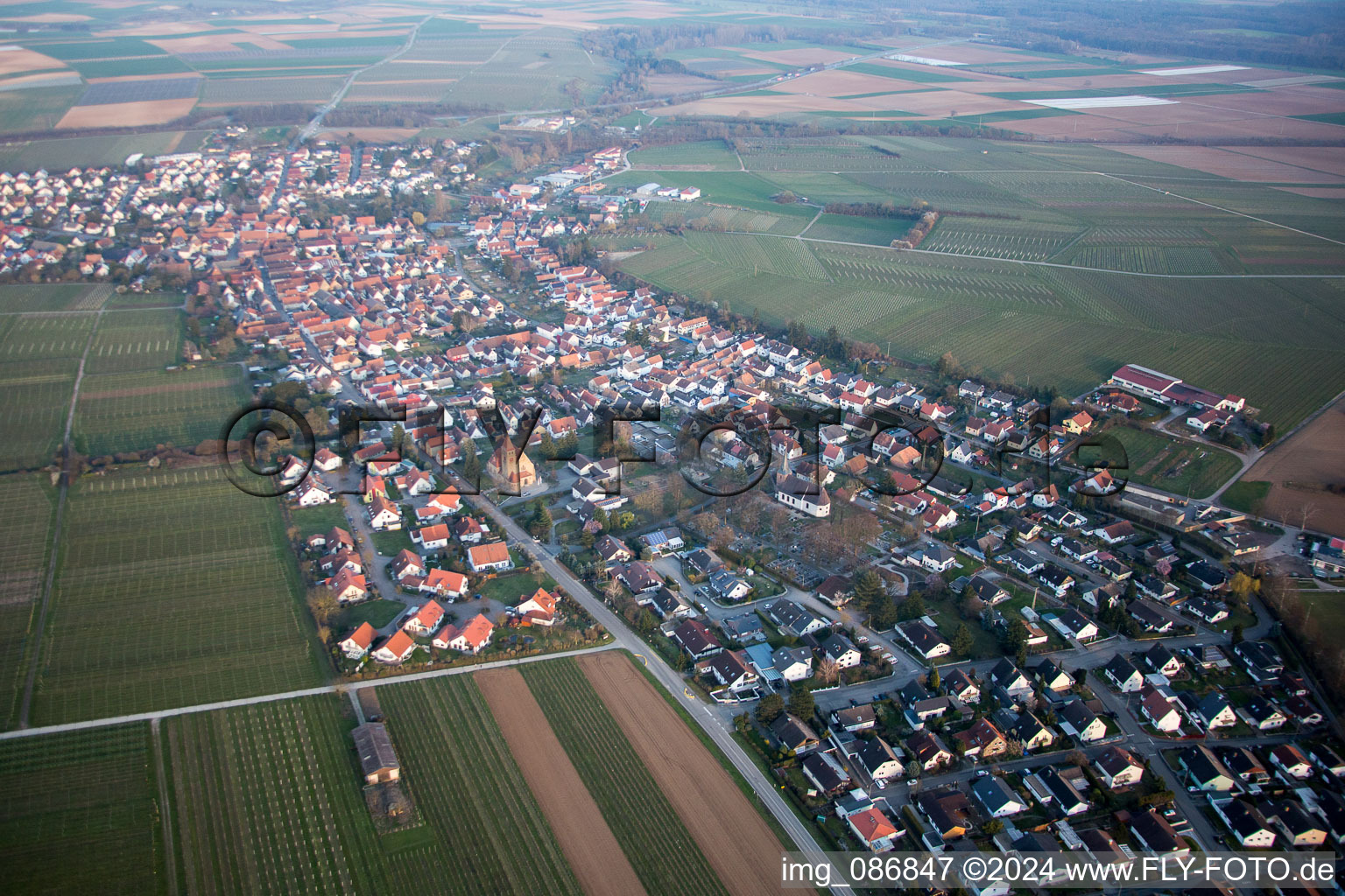 Insheim in the state Rhineland-Palatinate, Germany from above