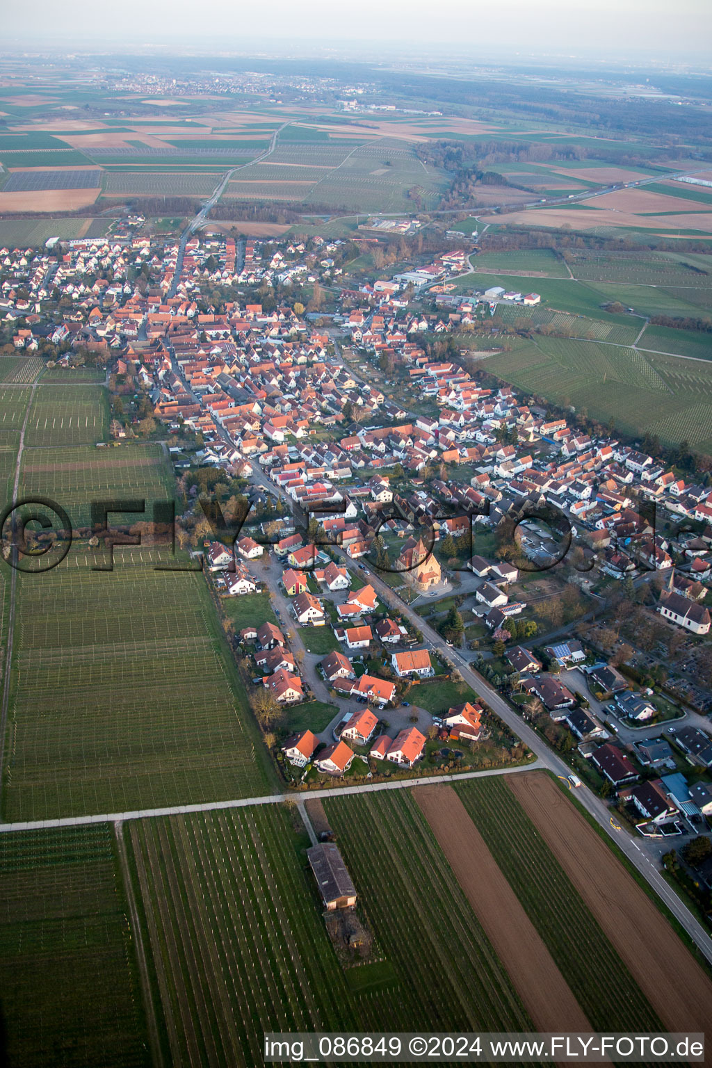 Insheim in the state Rhineland-Palatinate, Germany seen from above